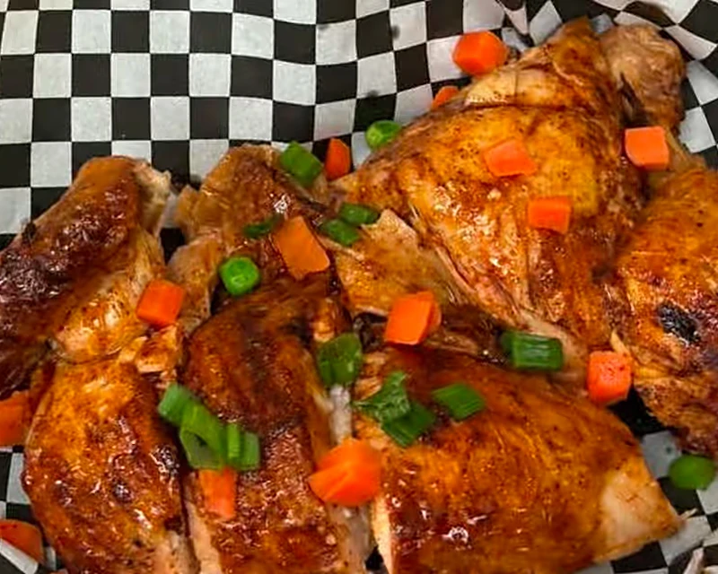 Filipino barbecue chicken grilled and chopped for sharing at Kalan Restaurant, North End Winnipeg